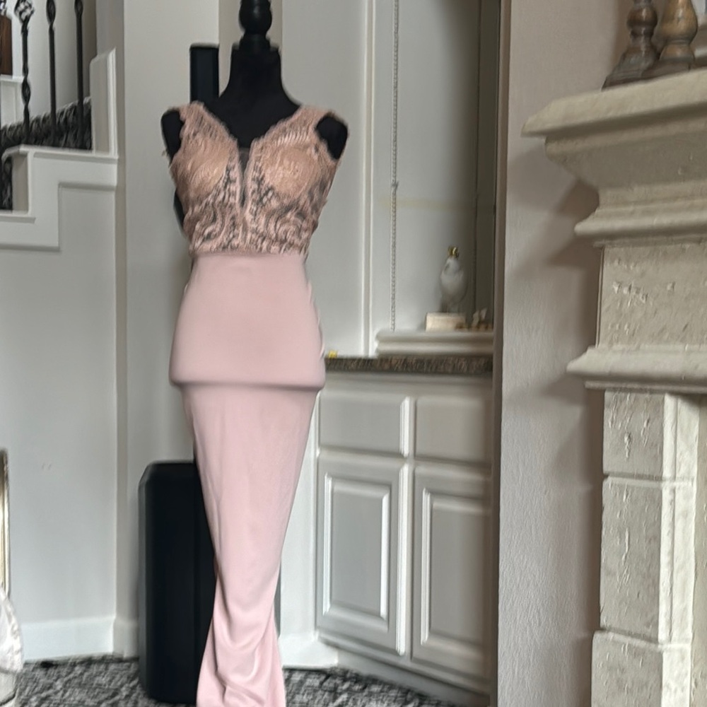 Elegant Pink Lace Gown